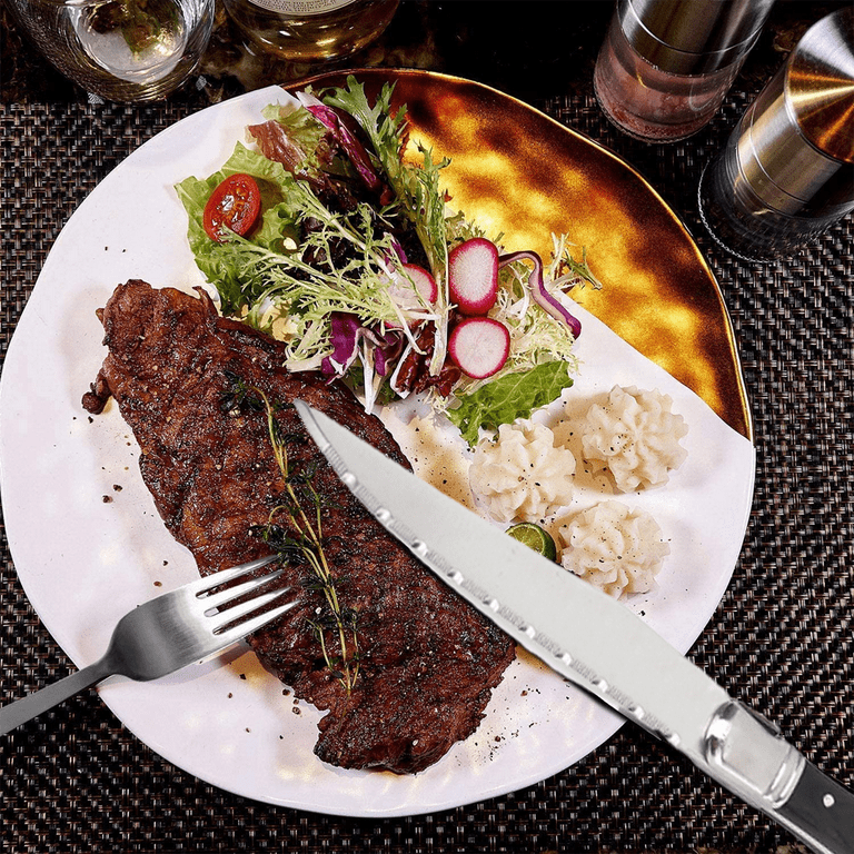 Steak Knives Set of 4,Stainless Steel Serrated Blades, Sharp Knifes, Dinner  Knives, Dishwasher Safe, Knives Set for Home or Restaurant 