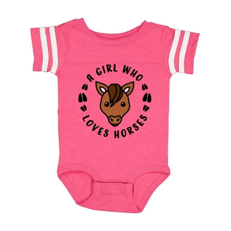 

Inktastic A Girl Who Loves Horses Gift Baby Boy or Baby Girl Bodysuit