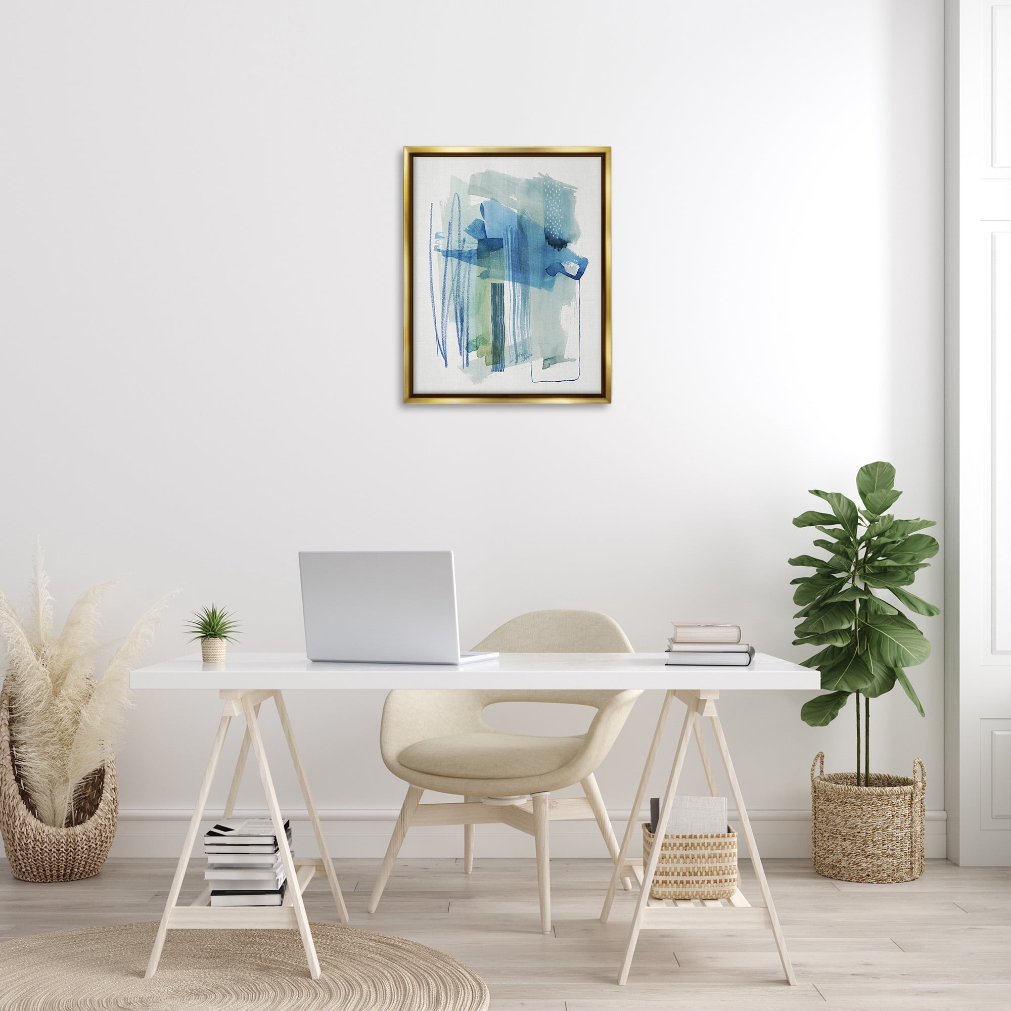 Stupell Industries Chaotic Nautical Abstraction Abstract Painting Gold Floater Framed Canvas Art Print Wall Art, 25 x 31