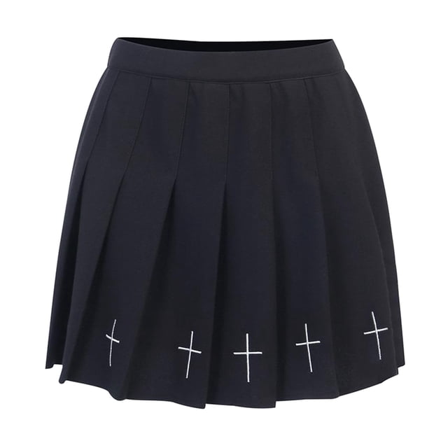 Minifalda Negra De Mujer Plisada Rock Gothic Lolita Vestido Informal De Escuela XXL Sunnimix Mini faldas negras de cintura alta