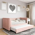 thumbnail image 4 of Max & Finn Valentina Upholstered Daybed with Trundle, Twin, Pink Velvet, 4 of 10