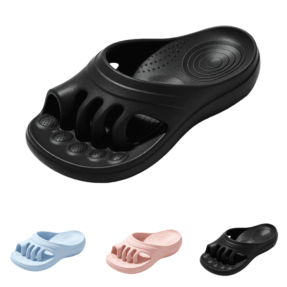Separat Toe Arch Support Slides Summer Home Outdoor Women Sandals Slippers Black