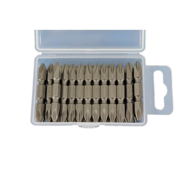 TEMO 25 pc PH2 Impact Ready Phillips Double Ended 2 Inch (50 mm) Screwdriver Insert Bits Hex Shank