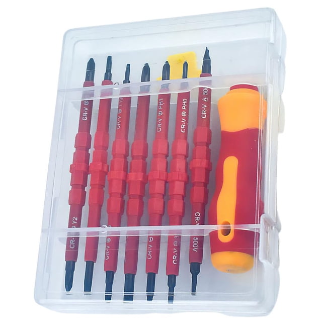 Kit De Destornilladores 8 En 1 Con Mango Aislado 14 Puntas Intercambiables Juego De Destornilladores Magnéticos De Acero Crv Kit De Destornilladores Múltiples Aislados Noticed TO002801-00