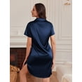 thumbnail image 5 of Ekouaer Satin Nightshirt for Women Button Down Nightgown Silk Short Sleeve Sleepshirt Notch Collar Sleepwear S-3XL, 5 of 6