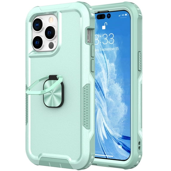 Heavy Duty Full Body iPhone 14 Plus Case 6.7, Shockproof Kickstand with 360° Ring Holder Support Car Mount Hybrid Bumper Silicone Hard Back Cover for iPhone 14 Plus 5G 2022