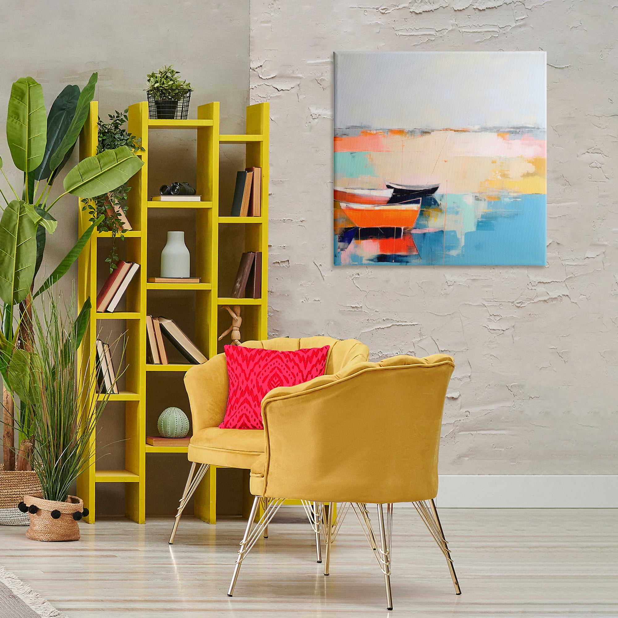 Stupell Industries Vivid Boat Abstraction Transportation Painting Gallery Wrapped Canvas Art Print Wall Art, 30 x 30