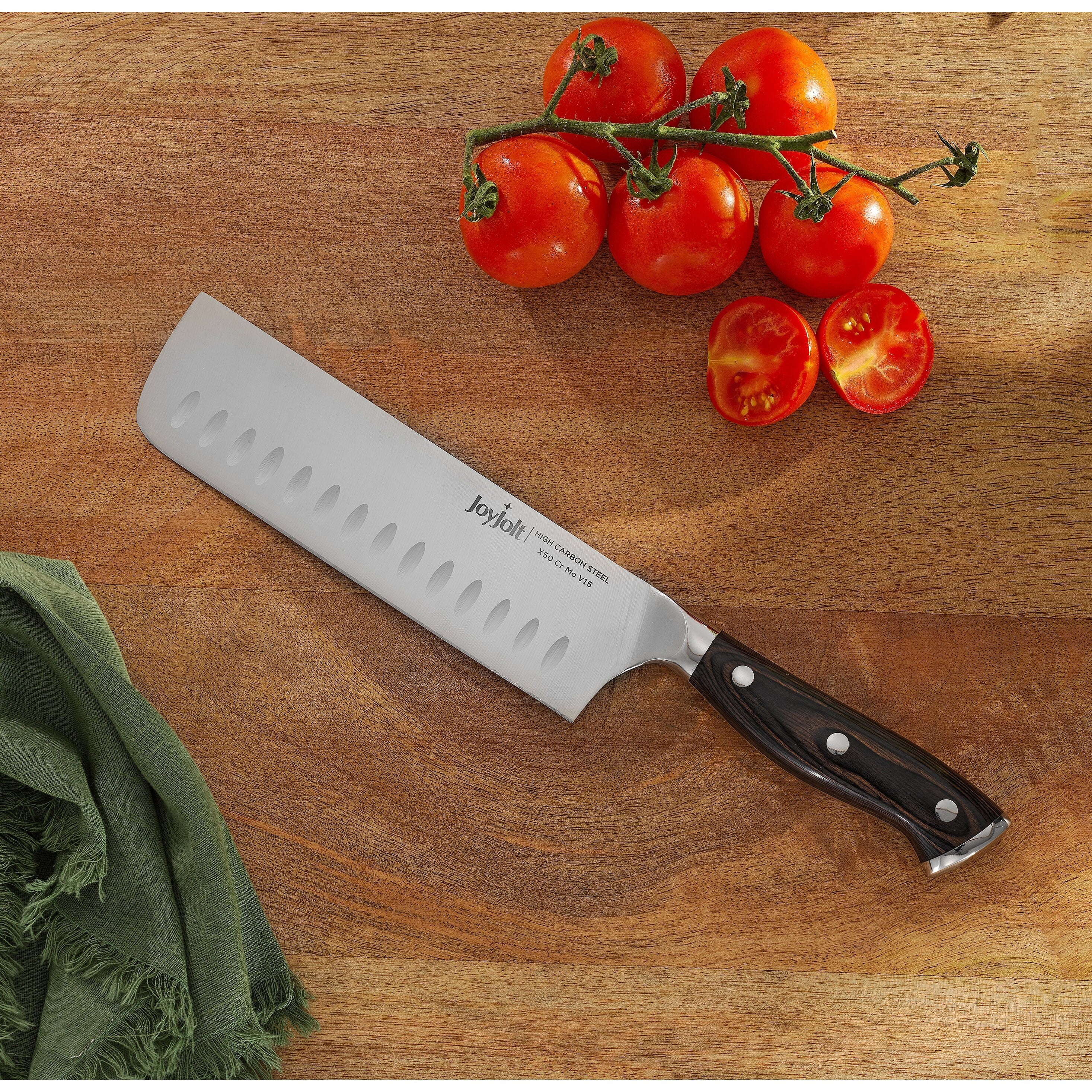 JoyJolt 7-in Nakiri Knife High Carbon Steel Kitchen Knife