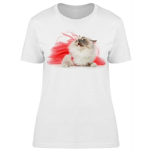 Birma Cat In Pink Dress T-Shirt Women -Image by Shutterstock, Female 3X-Large
