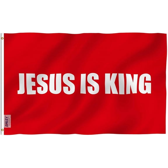 Anley Fly Breeze 3x5 Foot Jesus is King Flag - White Christian Flags