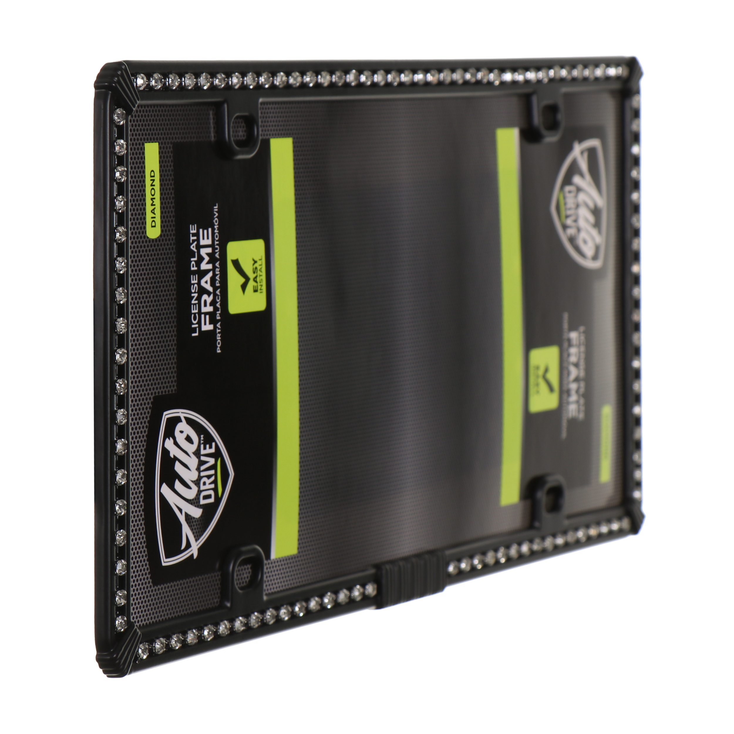 Auto Drive Black Metal Bling Automotive License Plate Frame, 92854W
