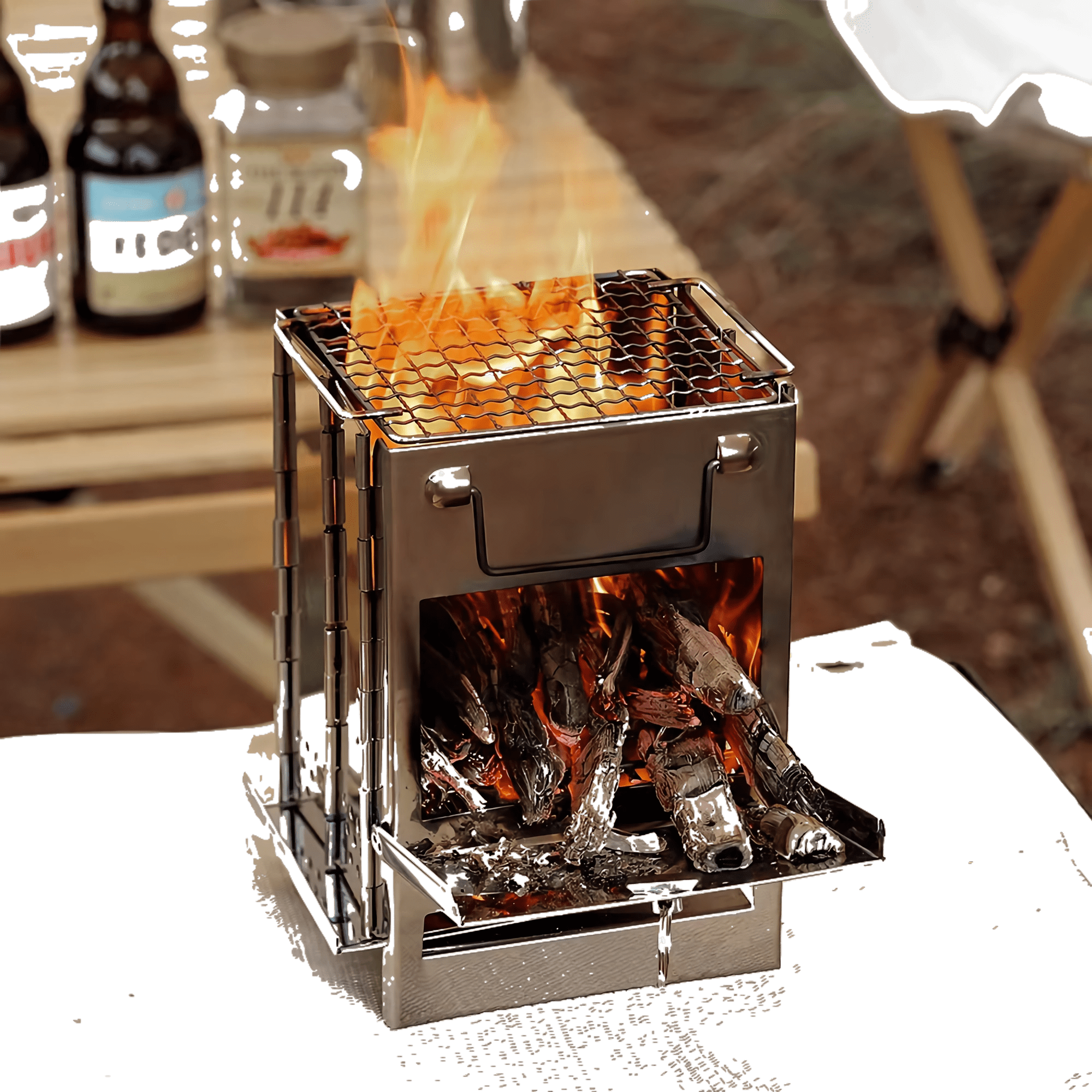 perfrom Foldable Stainless Steell Charcoal Grill, Outdoor BBQ Grill,Barbecue Grill for BBQ and Outdoor Backyard Cooking Portable  With Handbag.