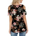 thumbnail image 6 of ANYJOIN Womens Summer T Shirts Strappy Short Sleeve Tunic Tops Strappy Cold Shoulder Blouse, 6 of 6