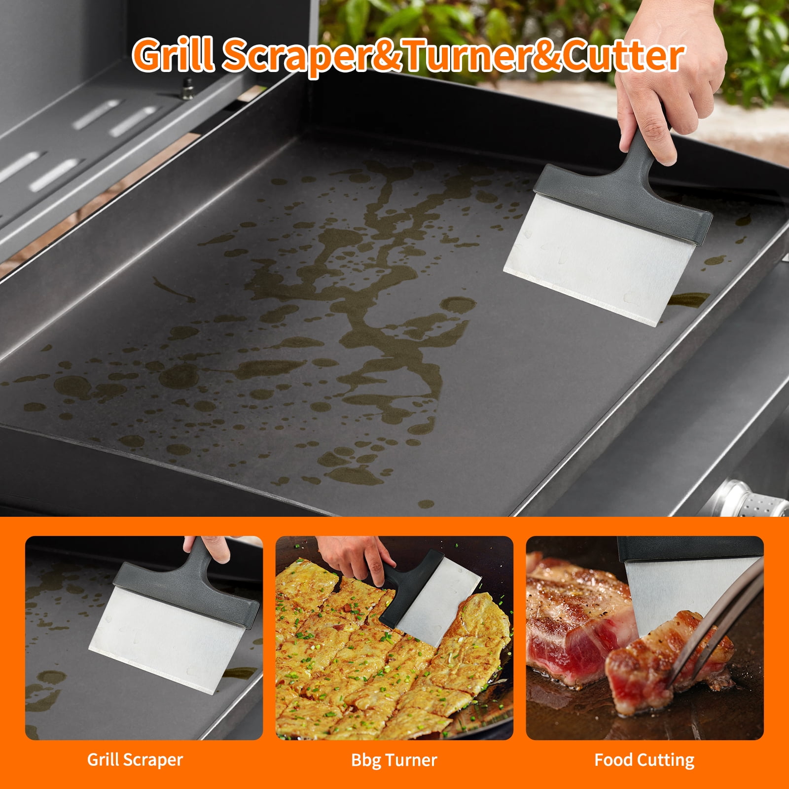 Griddle Cleaning Kit for Blackstone Accessories ,Heat-Resistant Silicone Spatula Mat with Hanger,Flat Top Grill Cleaning Kit Set with Grill Cleaner Stone Brick, Griddle Scraper&Scouring Pads(18 Pack)
