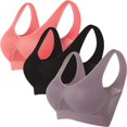 thumbnail image 4 of HAOTAGS 3PC Women Sports Bras Set, Seamless Yoga Breathable Moisture-Wicking Wirefree Support Bralette Multicolor XL, 4 of 5