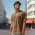thumbnail image 5 of Dalix Astronaut Heavyweight Pigment Dye Tee Short Sleeve Cotton Shirt Mens in Camel 3XL XXX-Large, 5 of 5