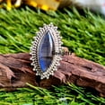 thumbnail image 4 of Handmade Marquise Labradorite Ring: Sterling Silver Boho Statement Ring, 4 of 10