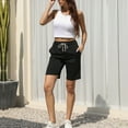 thumbnail image 4 of 2025 Clearance! 50% Off Clear! asdoklhq Plus Size Pants for Women,Summer Motion Elastic Waist Solid Color Frenulum Casual Straight Shorts, 4 of 9
