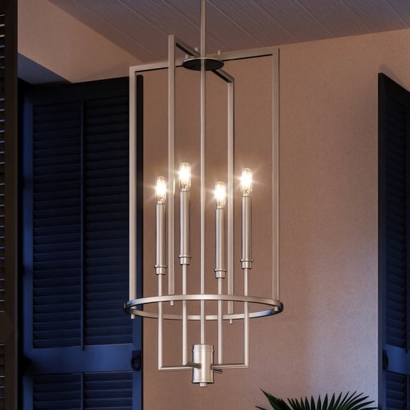 Luxury Contemporary Chandelier, 31.375H x 15W, with Luxe Industrial Style, Brushed Nickel, UHP4244 by Urban Ambiance
