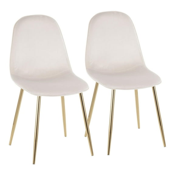 LumiSource Gold Steel, Blue Velvet Pebble Chair - Set of 2