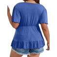 thumbnail image 5 of ZXSXSY Women's Plus Size V Neck Ruffle Short Sleeve Top, 5 of 5