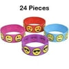 Rubber Wristband- 24 Piece Cute Emoji Smiley Face Emotion, Silicone Bracelet For Kids, Party Favor, To Keep Or To Trade, Carnival, Summer Camp Program, Assorted Brilliant Colors - By Kidsco