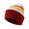 thumbnail image 3 of TOPTIE Bonnet Tricoté à Rayures Multicolores Hiver Doux Unisexe Bonnet de Sport avec Pompon-Rouge, 3 of 8