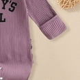 thumbnail image 7 of CAICJ98 Nebworn Baby Girl Waffle Knit Romper Long Sleeve Onesie Fall Winter Letter Embroidery Clothes Coming Going Home Spring Outfit with Bow Headband (Purple,Newborn), 7 of 7