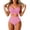 Pink, variant on Women's Ruffle Bow Two-Piece Swimsuit, High Waist Tummy Control Bikini, Padded Bathing Suit for Beach & Pool Pink S
