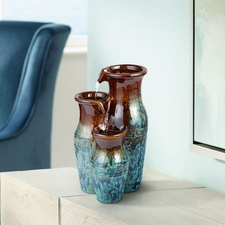 John Timberland Zen Indoor Tabletop Water Fountain 11 1/2" High Mediterranean Jar Cascading