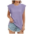 thumbnail image 1 of HBFAGFB Débardeurs pour Femmes Décontracté Été Col Rond Sans Manches Simple Polyvalent Blouse Violet Taille TG, 1 of 8