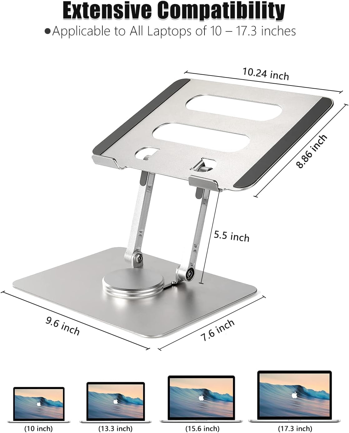 AUBEAMTO T360 Laptop Stand Anti-Shake with Heavy Swivel Base, Ergonomic Multi-Angle Adjustable Laptop Stand Riser iPad Holder for MacBook Pro/Air, Surface Laptop, Tablet UP to 17 inches