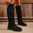 thumbnail image 3 of Wide Calf Fall Boots for Women Suede Round Toe Low Heel Mid Calf Boots Casual Winter Long Booties, 3 of 9