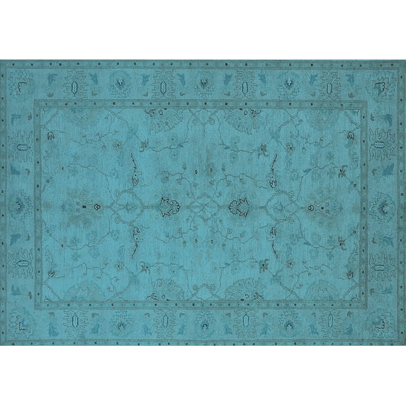 Ahgly Company Indoor Rectangle Oriental Light Blue Industrial Area Rugs, 8' x 10'