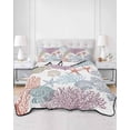 thumbnail image 2 of Quilts Full Size Bedding Set, Purple Coral Coastal Lightweight Quilted Comforter, Blue Conch Starfish Nautical Ocean Soft Reversible Bedspread Coverlet with Pillow Covers for All Season, 78" x 90", 2 of 7