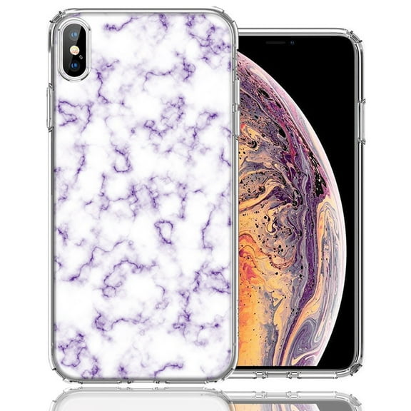 MUNDAZE For Apple iPhone XS/X Purple Marble Design Double Layer Phone Case Cover