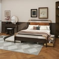 thumbnail image 4 of Queen Size Wooden Storage Platform Bed, with 2 Big Drawers, T-XL Size Trundle, Walnut, 4 of 16