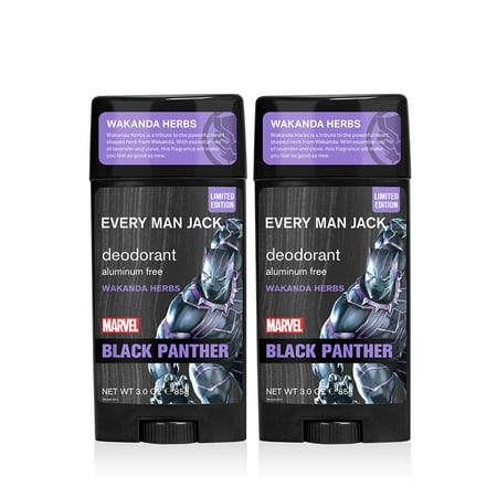 Every Man Jack Mens Deodorant - Marvel Black Panther | 3-ounce Twin Pack | Aluminum Free, Naturally Derived, Parabens-free, and Certified Cruelty Free