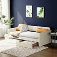 thumbnail image 2 of Zimtown Twin Size Daybed with 2 Storage Drawers and Side Pockets, Upholstered Comfy Sleeper Couch Sofa Bed with Diamond Buttons, Beige White, 2 of 11