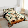 thumbnail image 3 of Manfei Rustic Cow Skull Bedding Comforter Set, Western Cowboy Twin Comforter Sets, Brown Teal Farmhouse Bedding Set, Super Cozy Room Decor Reversible 2-Piece, 3 of 8