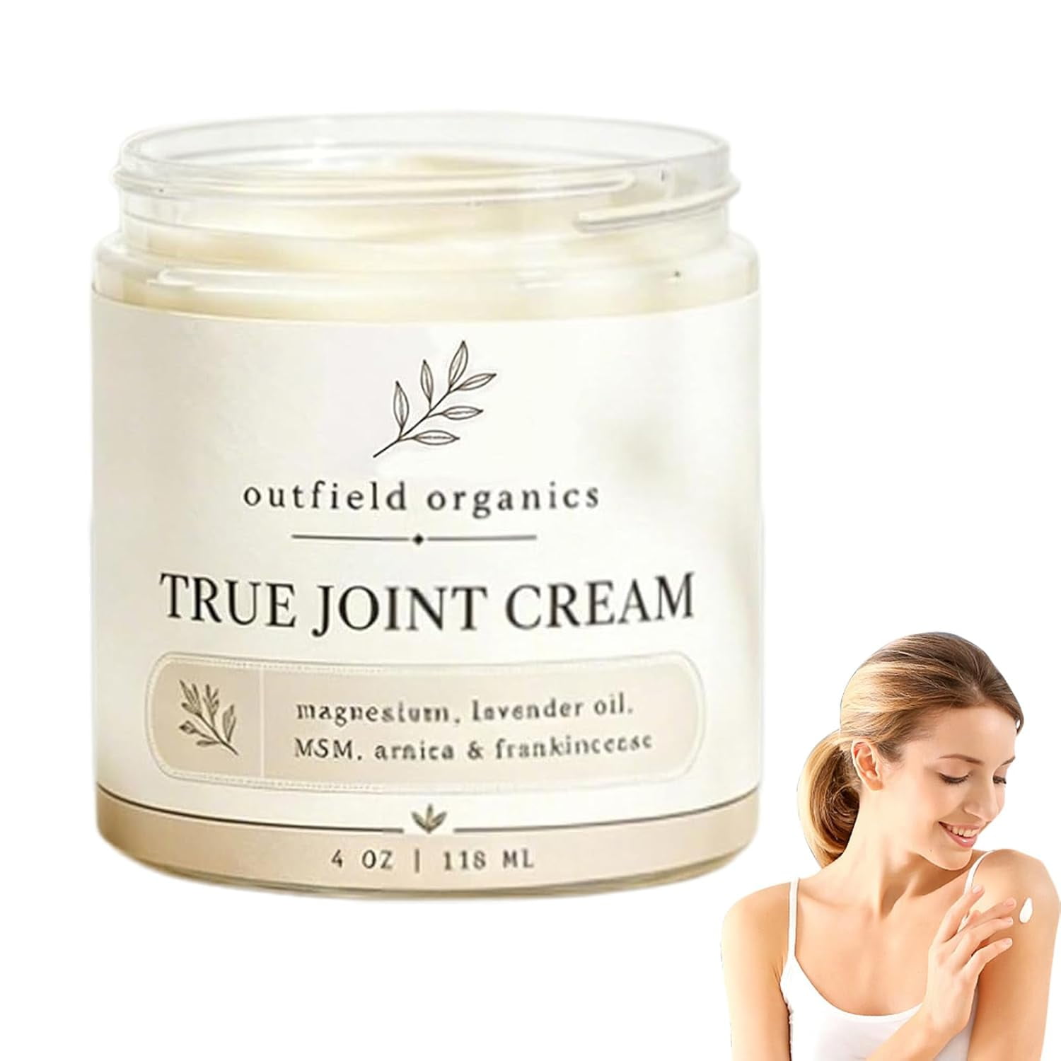 Outfield Organics True Joint Cream – 4-in-1 Body Cream with Magnesium,Arnica, Lavender & Frankincense,Non-Greasy(1)