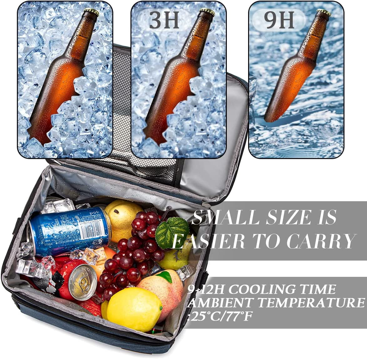 HotAdsFW Insulated Cooler Bag 6/24 Can Collapsible Leakproof Soft Sided Cooler for Car, Portable Foldable Small Ice Chest for Beach Camping Picnic Travel, 5/15qt Lunch Box for Men Work