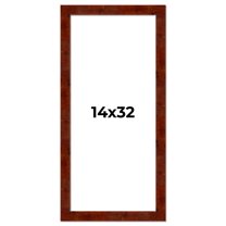 14x32 Walnut Brown Veneer Real Wood Picture Frame Width 1.75 inches | Interior Frame Depth 0.5