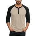 thumbnail image 2 of SYMOID Mens Dark Gray Raglan Sleeve Henley Shirt - 3/4 Sleeve, Polyester Spandex Stretch, Wrinkle-Resistant, Sizes M-XXXXXL for Daily Casual & Outdoor Activities,Size 2XL, 2 of 7
