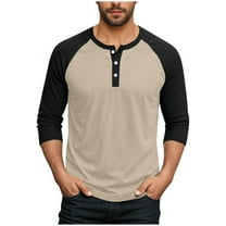 Dovford Mens Casual Slim Fit T-Shirts Henley Shirts Raglan Long Sleeve Jersey Baseball T Shirts Fall Crewneck Color Block Shirt