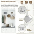 thumbnail image 6 of Hall Tree with Sliding Doors,Versatile Coat Rack with 6 Silvery Hooks & Handles,Elegant Mudroom Bench Cabinet with Shoe Storage & 44.4"W Cushion for Hallway, Living Room, White, 6 of 7
