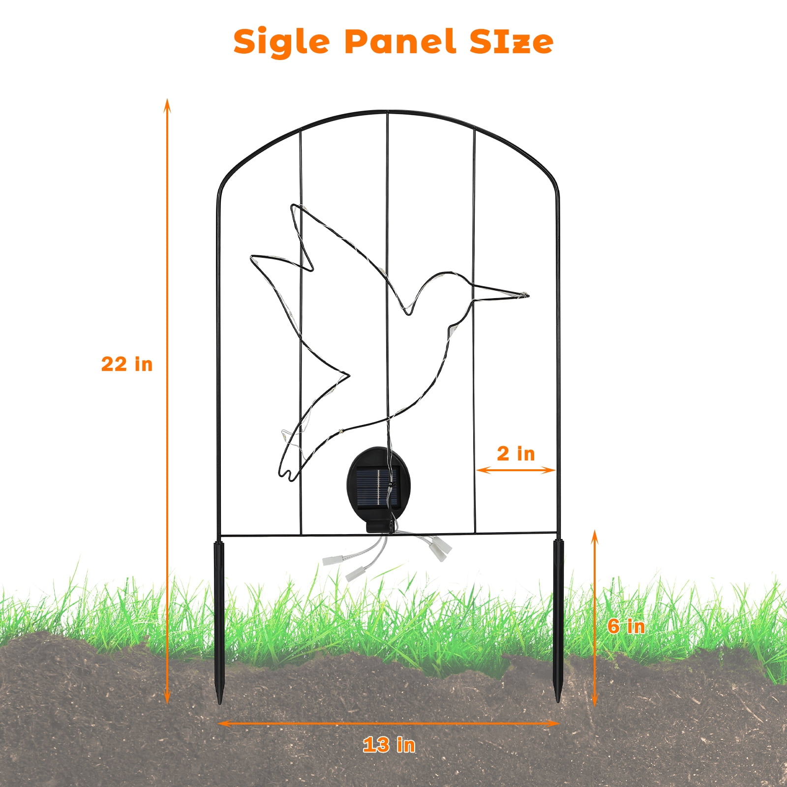 10-Pack Animal Silhouette Solar Garden Fence 10.8FT Total Length, 22in脳13in Black Metal Decorative LED Animal Barrier with Solar Lights for Yard Patio Flower Bed