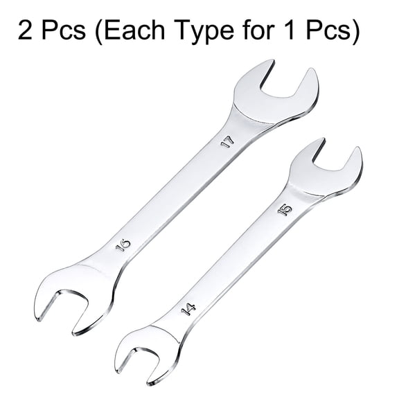 Uxcell 2pcs Double Open End Thin Wrench 14Γ15/16Γ17mm Metric U-Shaped Spanner