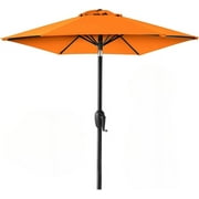 7.5ft Heavy-Duty Round Outdoor Market Table Patio Umbrella w/Steel Pole, Push Button Tilt, Easy Crank Lift - Orange