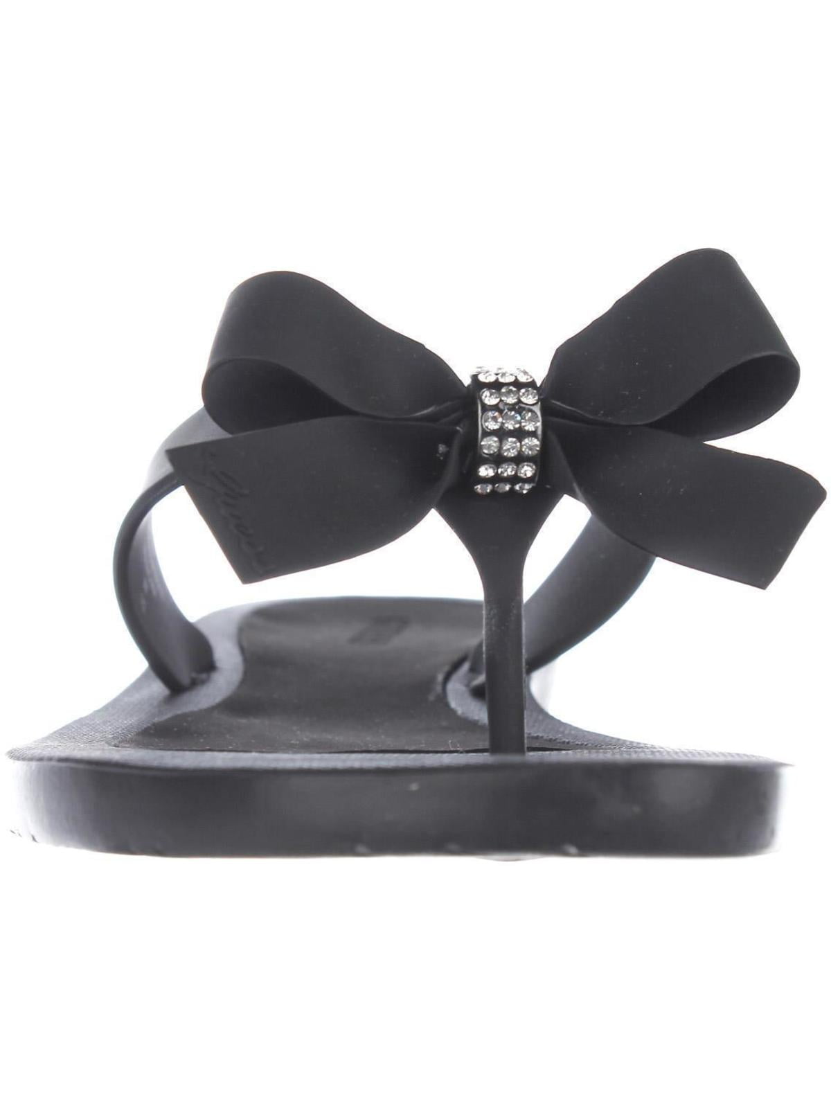 guess black flip flops with bow